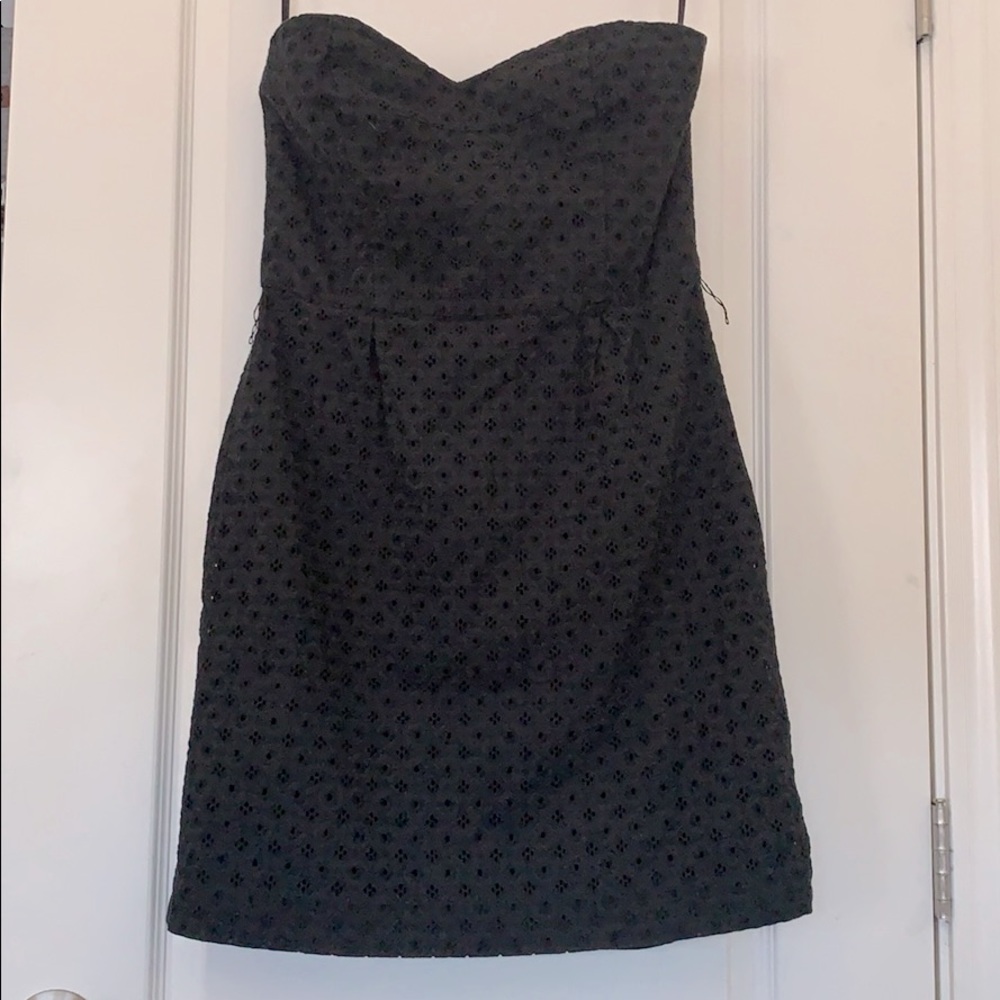 DKNYC Black eyelet strapless dress